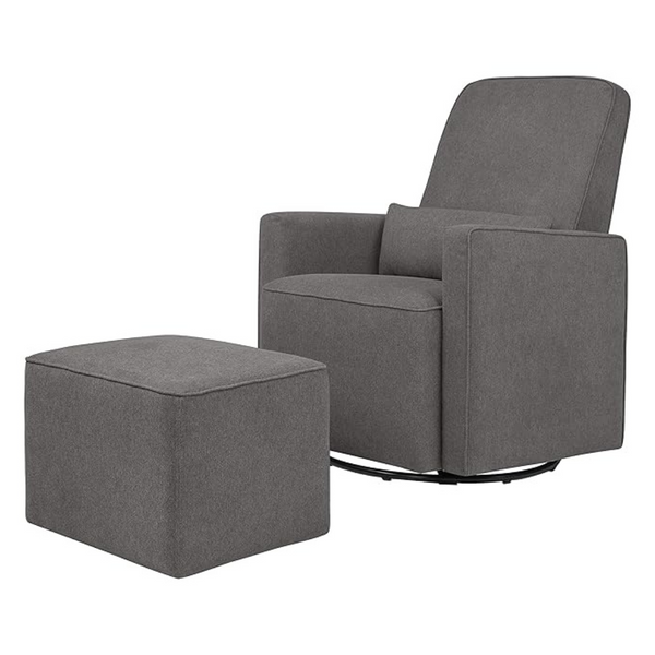 DaVinci Olive Upholstered Swivel Glider With Bonus Ottoman