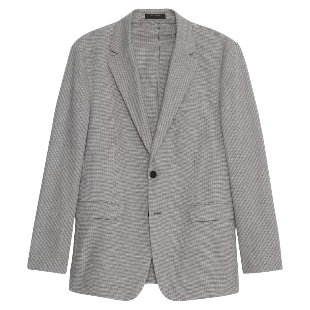 Banana Republic Factory Men's Linen-Blend Mini Houndstooth Suit Jacket