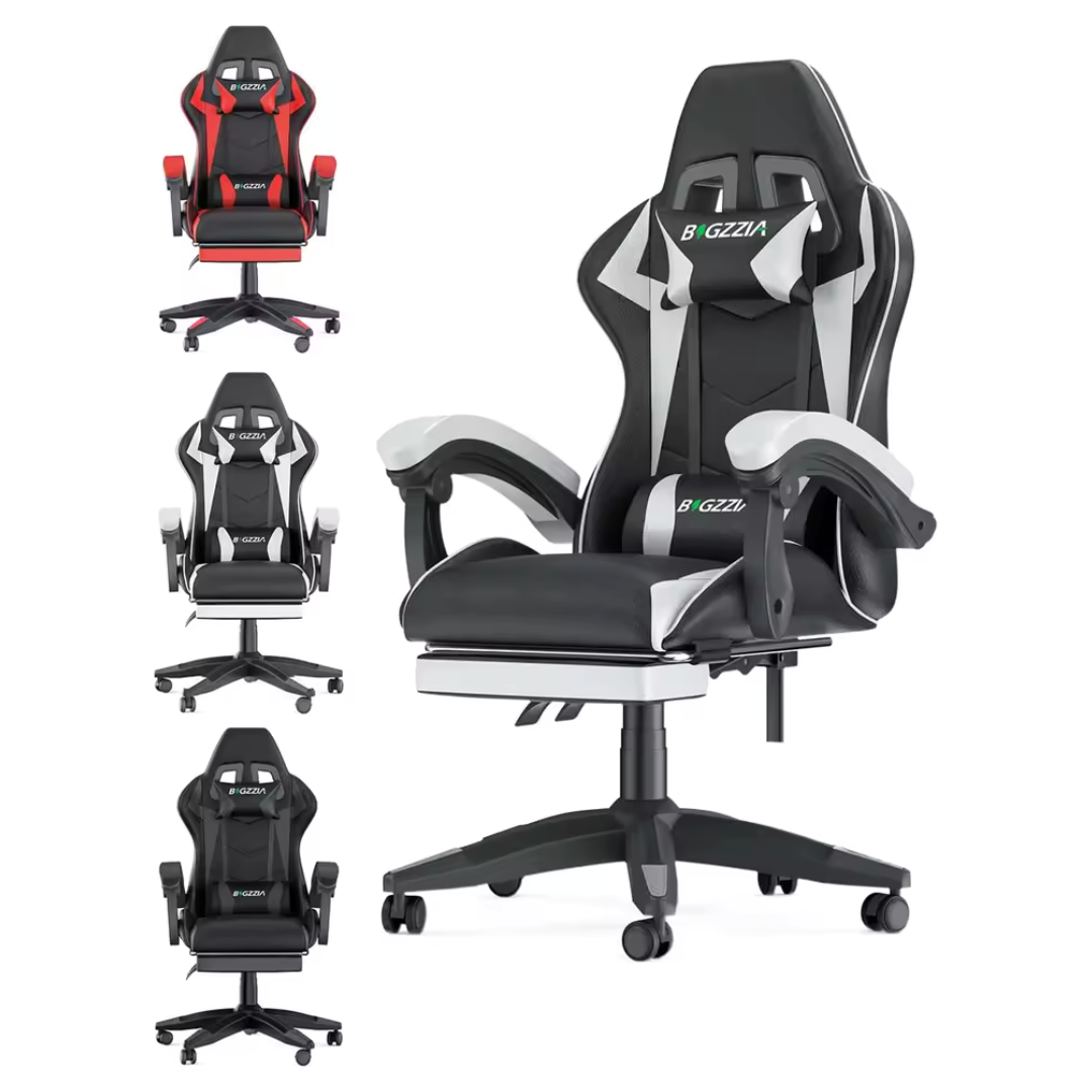 Bigzzia Ergonomic Height Adjustable Gaming Chair With Footrest