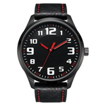 Movebest Men's Black Large Dial Arabic Numerals Belt Watch