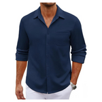 Men's Casual Untucked Long Sleeve Dress Shirt