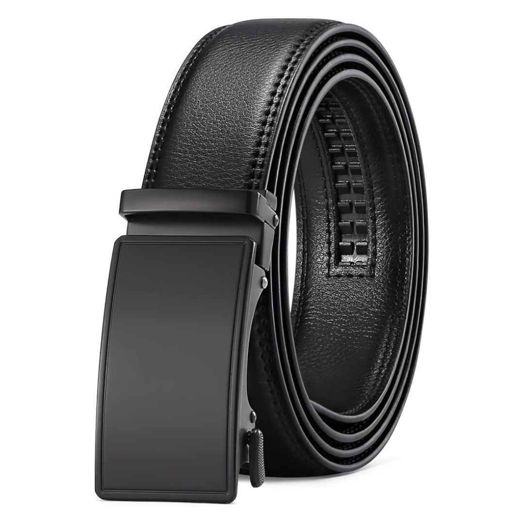 Men's Automatic Ratchet Buckle Slide Leather Belt (32" To 46")