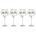 4-Piece Lenox Christmas Holiday Wine Glass Set W/ Gold Accent Rim