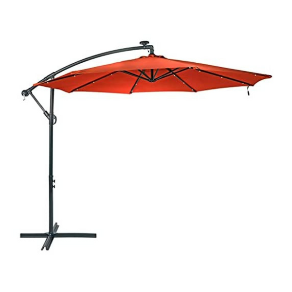 Sunnydaze 10' Solar Offset Patio Umbrella W/ LED Lights