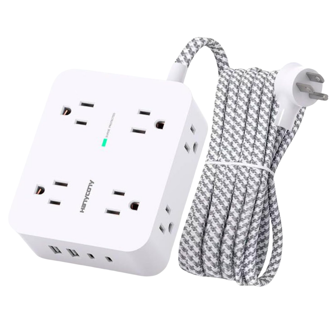 Hanycony 5-Ft 8-Outlet Surge Protector Power Strip W/ 4 USB Ports
