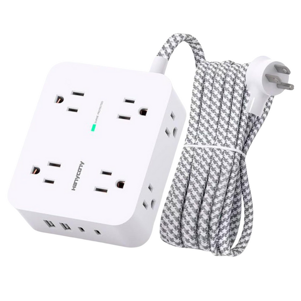 Hanycony 5-Ft 8-Outlet Surge Protector Power Strip W/ 4 USB Ports