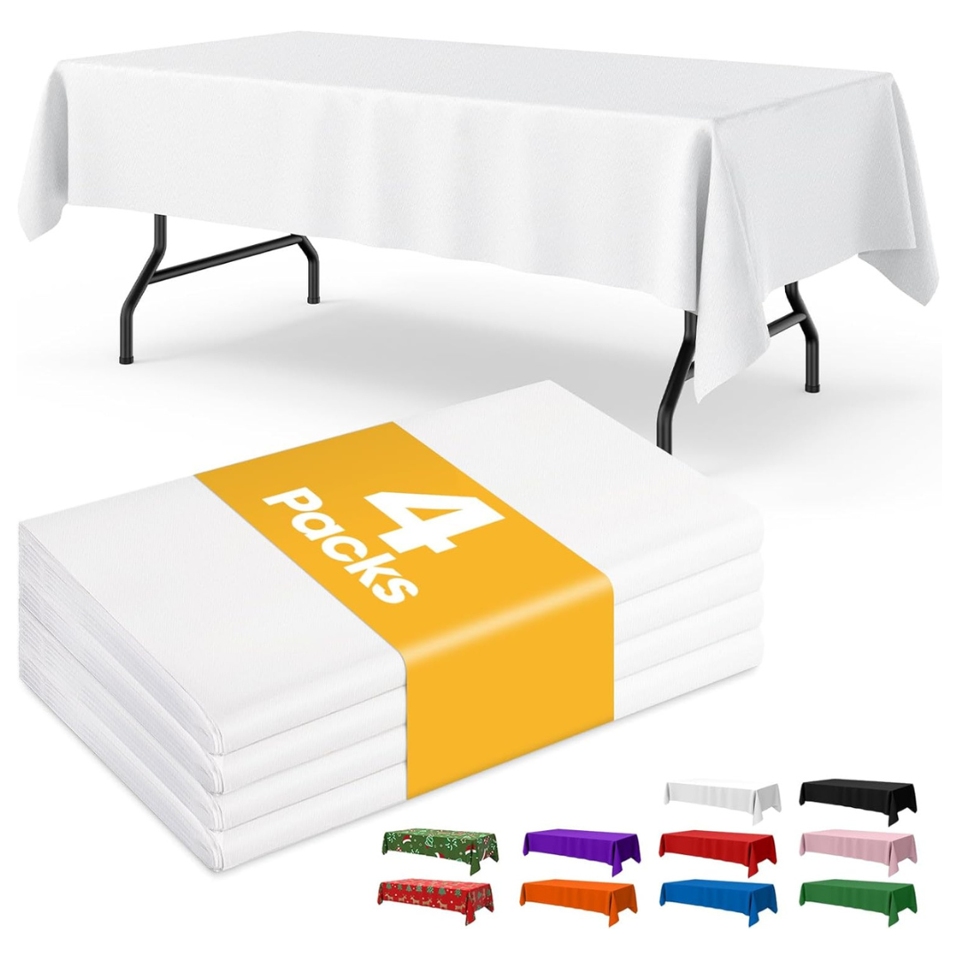 4-Pack 54" x 108" Plastic Rectangular Tablecloths (Various)