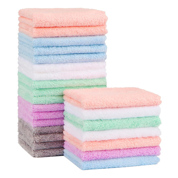 24-Pack(7x9) Microfiber Coral Fleece Baby Towels