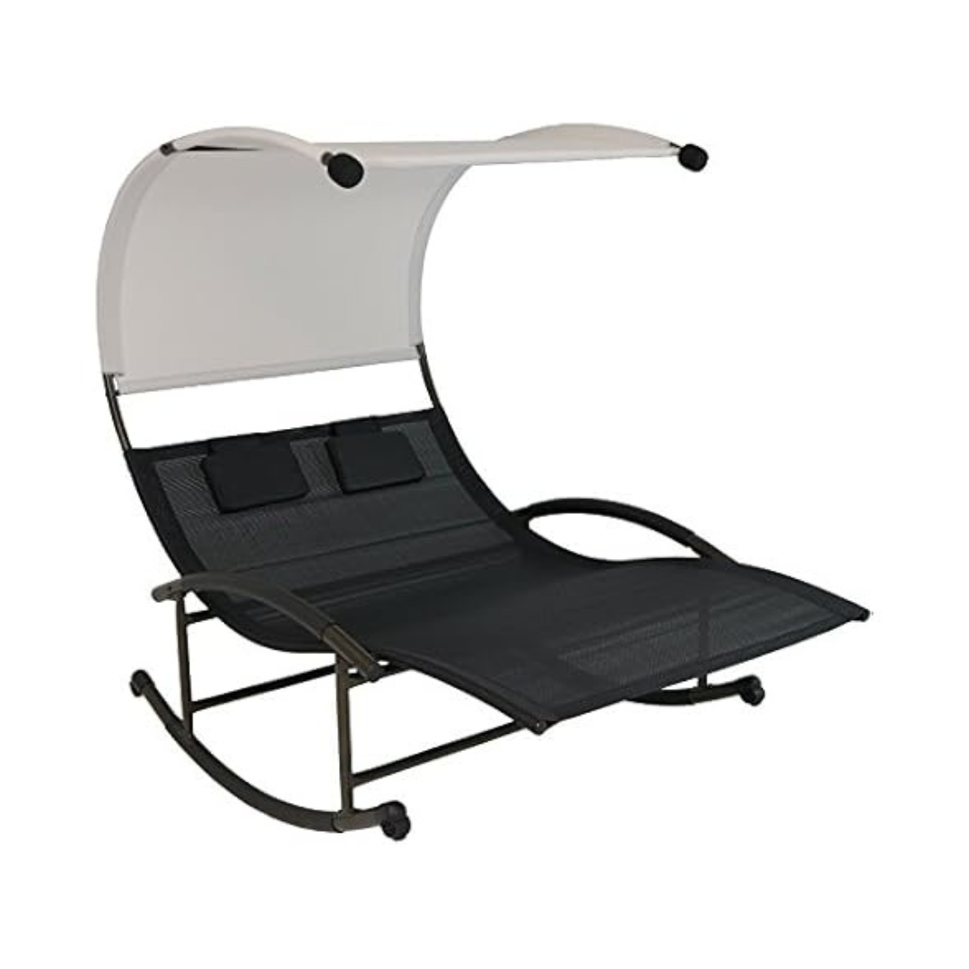 Sunnydaze Outdoor Double Chaise Rocking Lounge Chair