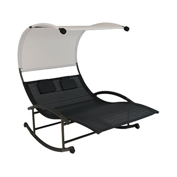 Sunnydaze Outdoor Double Chaise Rocking Lounge Chair