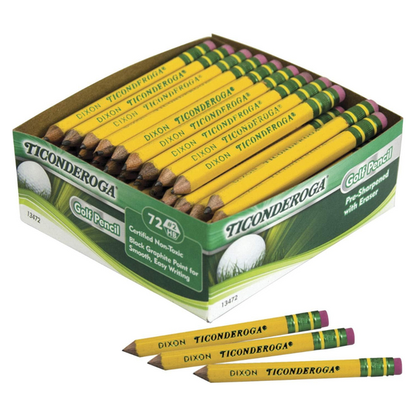 72-Count Ticonderoga Golf Pencils With Erasers