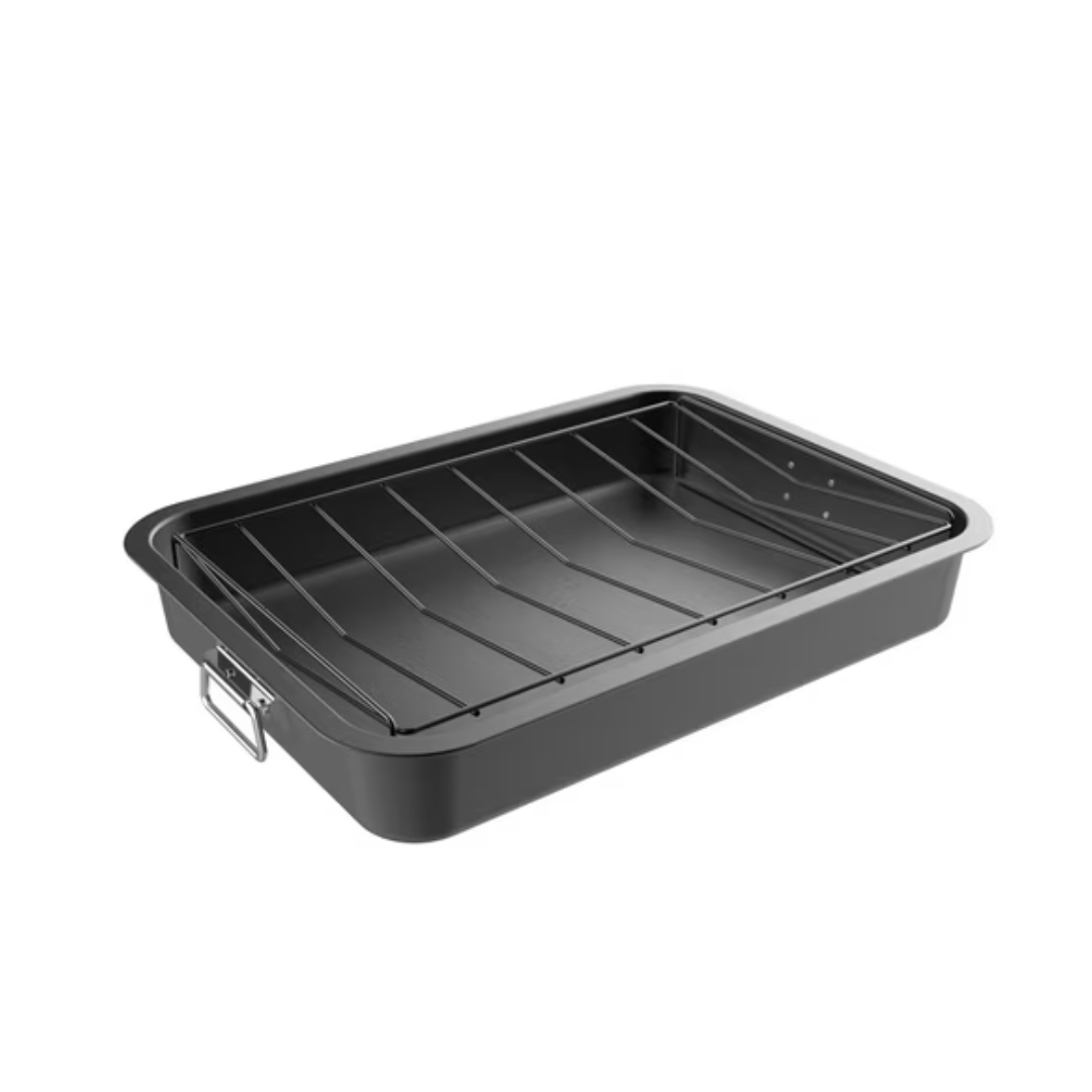 16.5" x 12" Classic Cuisine Roasting Pan W/ Non-Stick Removable Angled Rack