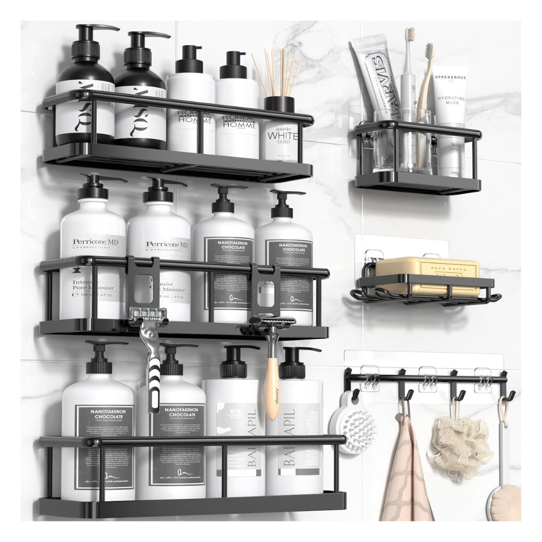6-Pack Large Shower Caddy Organizer W/ Soap Holder & Hooks