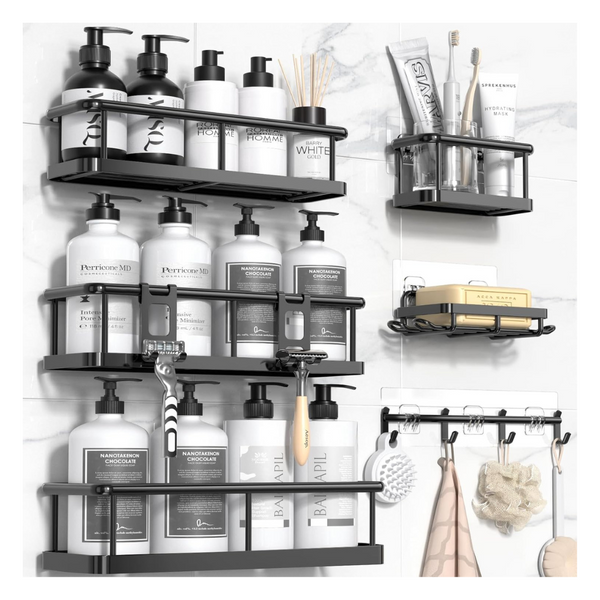 6-Pack Large Shower Caddy Organizer W/ Soap Holder & Hooks