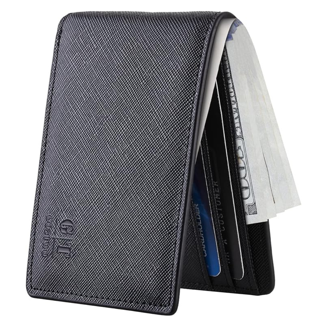 Men's Minimalist Leather Bifold Slim RFID Wallet (Various)