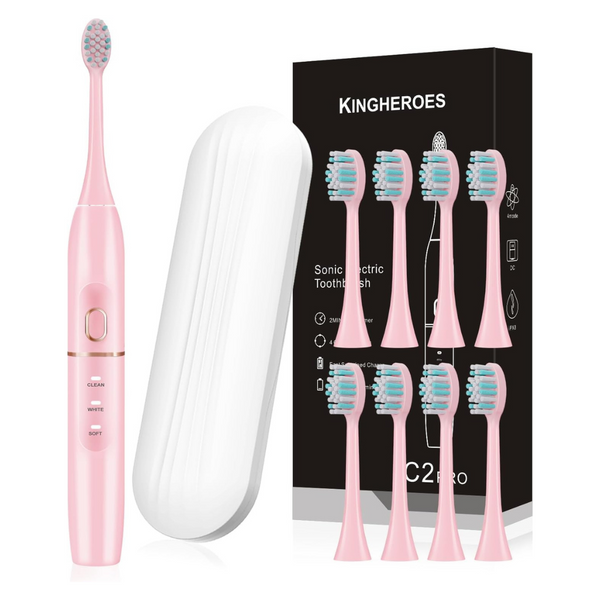 Kingheroes Electric Toothbrush Set With 8 Brush Heads (2 Colors)