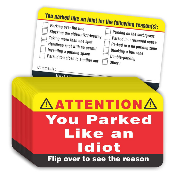 100-Pack 3.5"x2" PARTH iMPEX You Parked Like An Idiot Business Cards