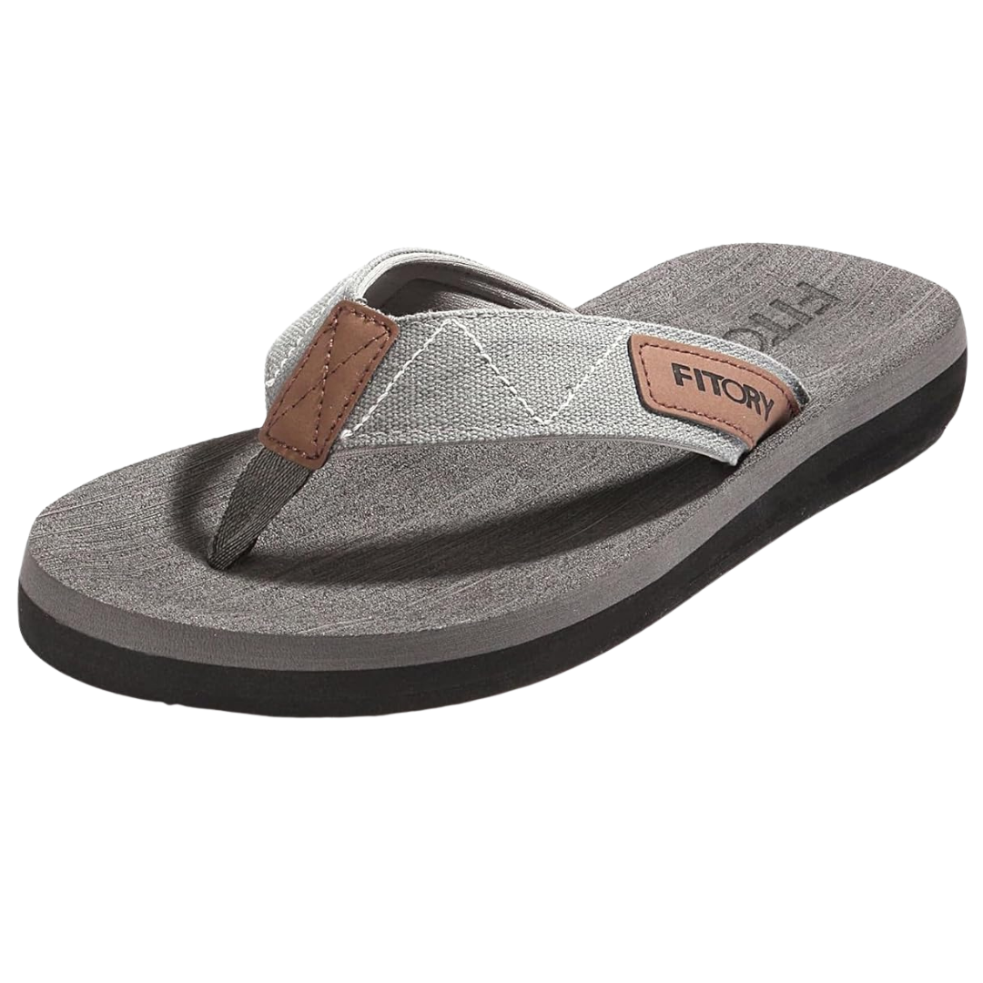 Fitory Men's Comfort Flip-Flops (Gray)
