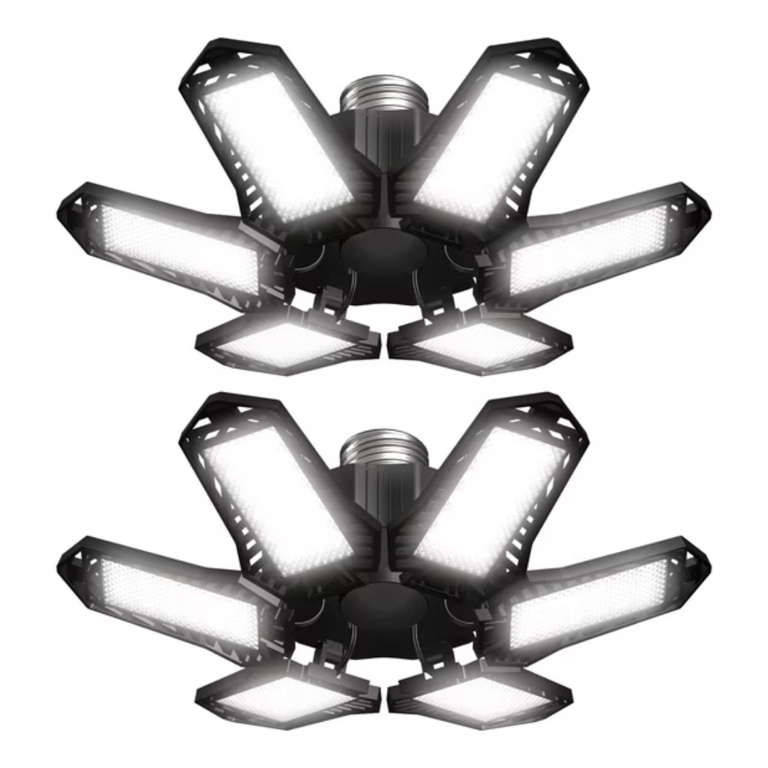 2-Pack Sentryse LED Garage Lights W/ 6 Adjustable Panels