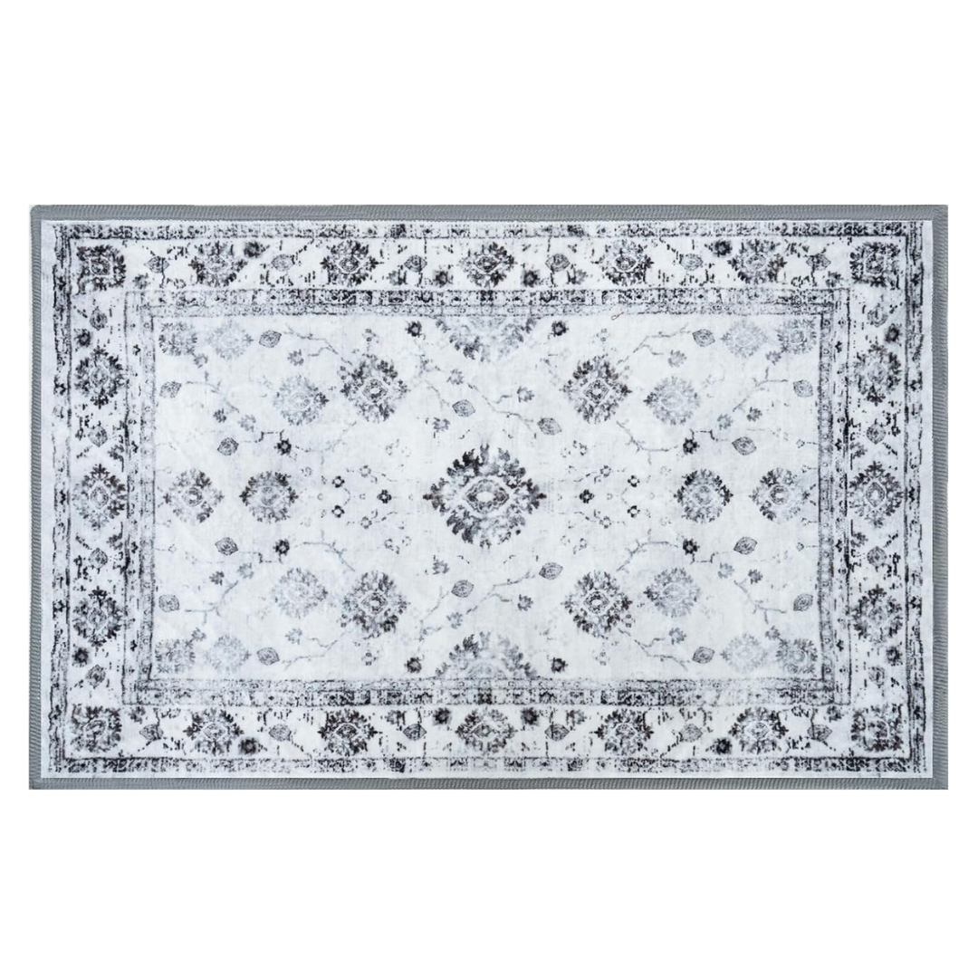 FinRec 4' x 6' Washable Vintage Floral Bedroom Rug