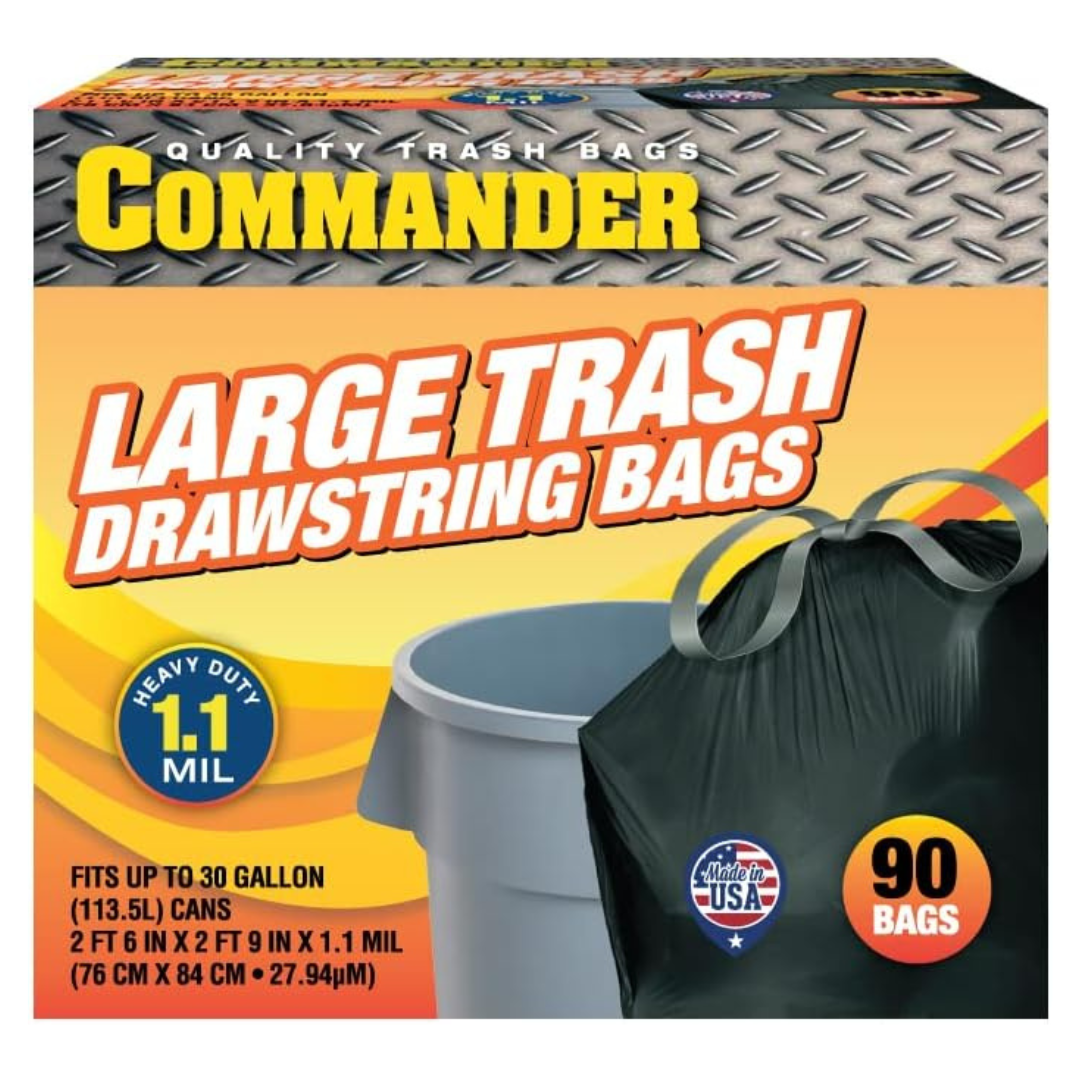 90-Pack Commander 20-30 Gal 1.1 MIL Tall Drawstring Garbage Bags