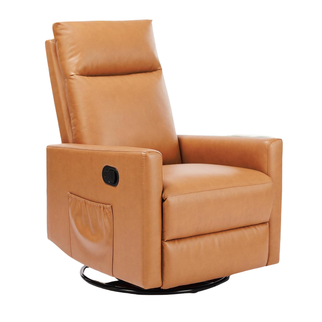 Sweetcrispy High Back 360 Swivel Rocker Chair (Classical Brown)