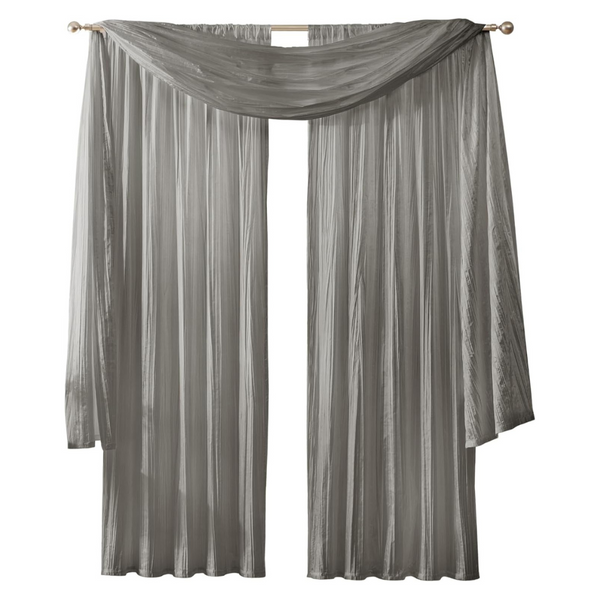 2-Panels 52" x 95" Athena Faux Silk Window Curtain & Valance Set