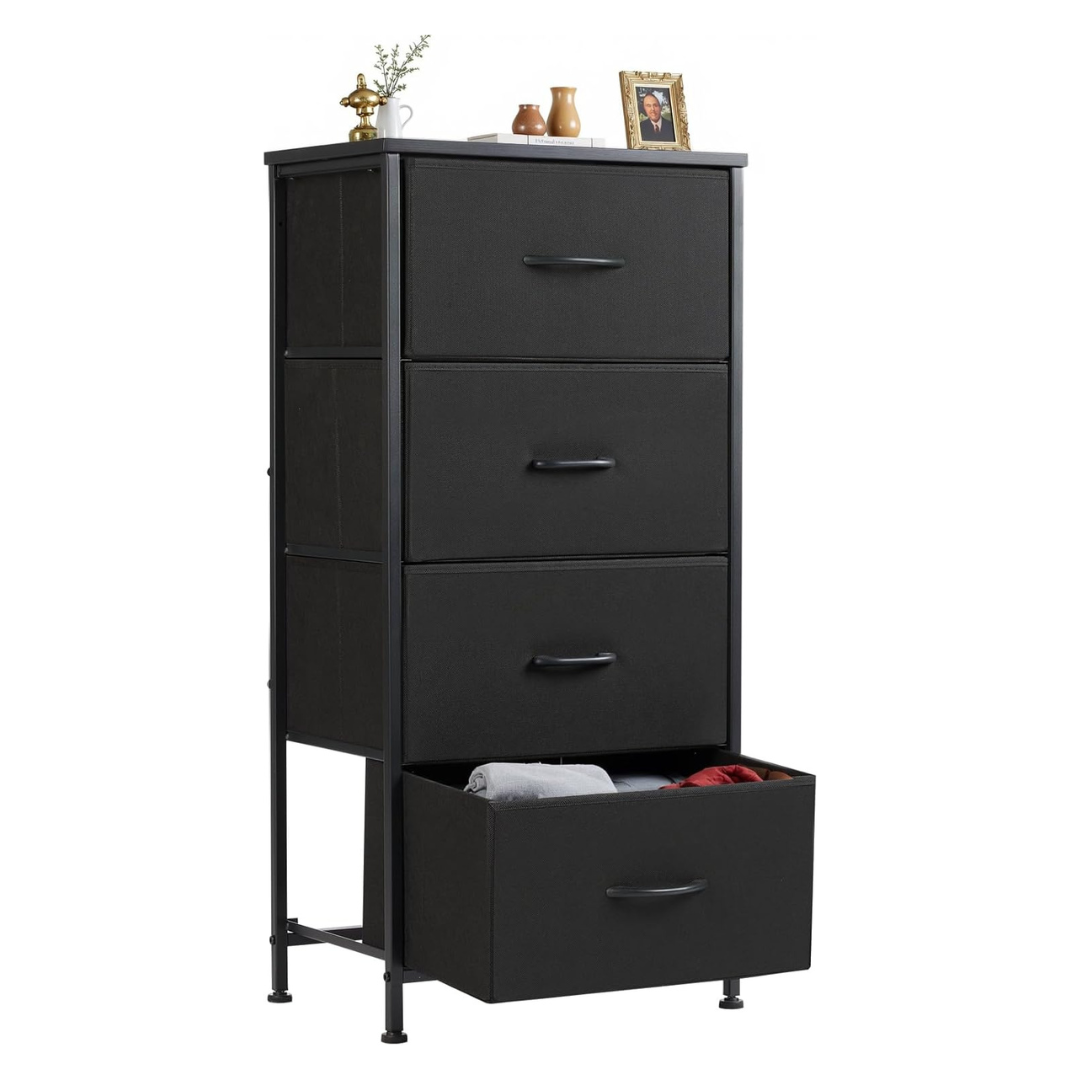 Nightstand Small Bedroom Dresser With 4 Fabric Drawers