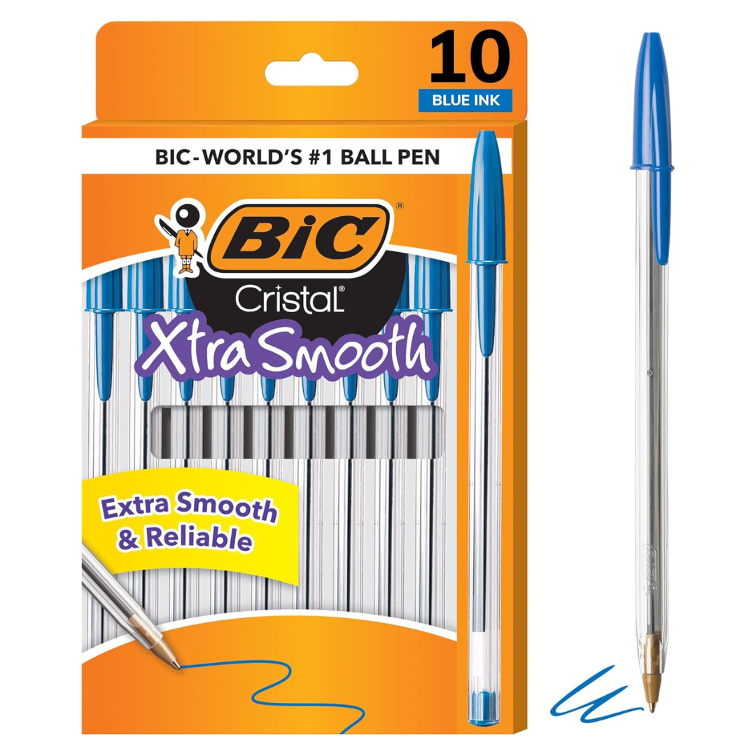 10-Count BIC Cristal Xtra Smooth Medium Point Ballpoint Pens (1.0mm)