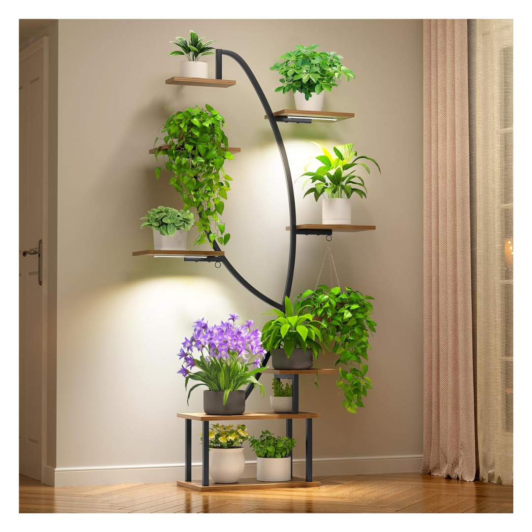 8 Tiered 65" Plant Stand Indoor With Grow Lights