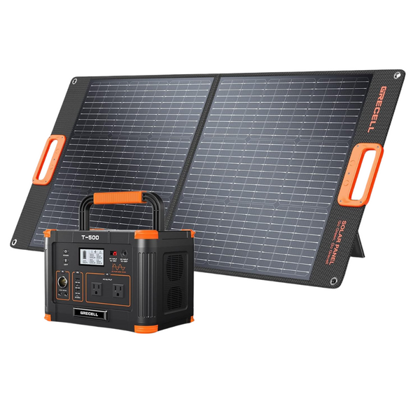 500W Portable Power Station Generator W/100W Solar Panel