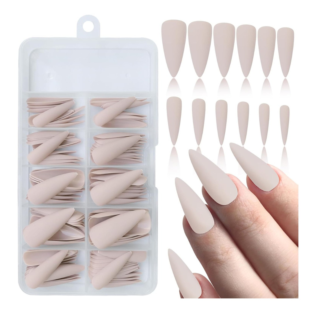 120-Piece Stiletto Full Cover Press On Nails With Glue