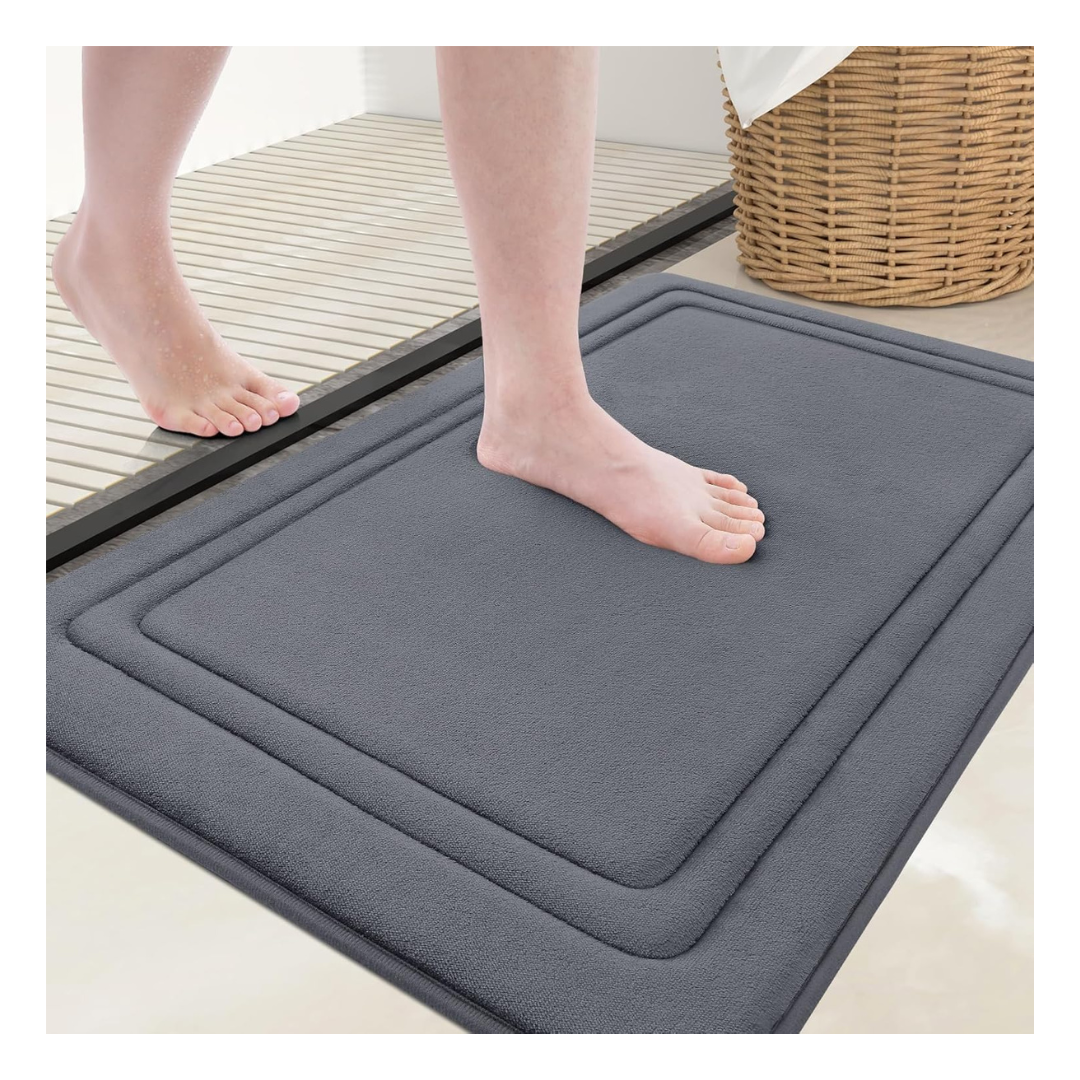 24"x16" Non-Slip And Absorbent Memory Foam Bath Mat Rug