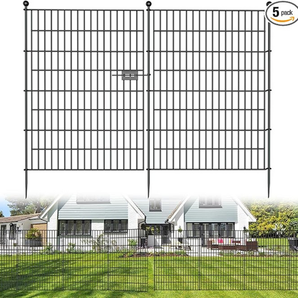 5-Panel 40" x 11.8' No Dig Decorative Outdoor Garden Fence
