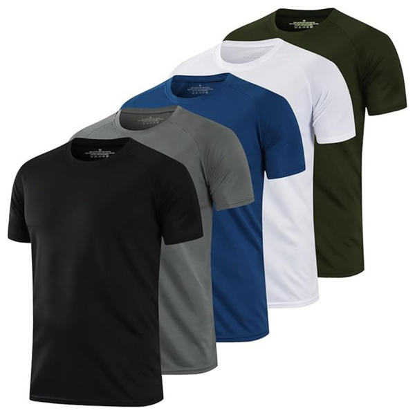 5-Pack Men's Dry Fit Wicking Athletic Breathable Shirt