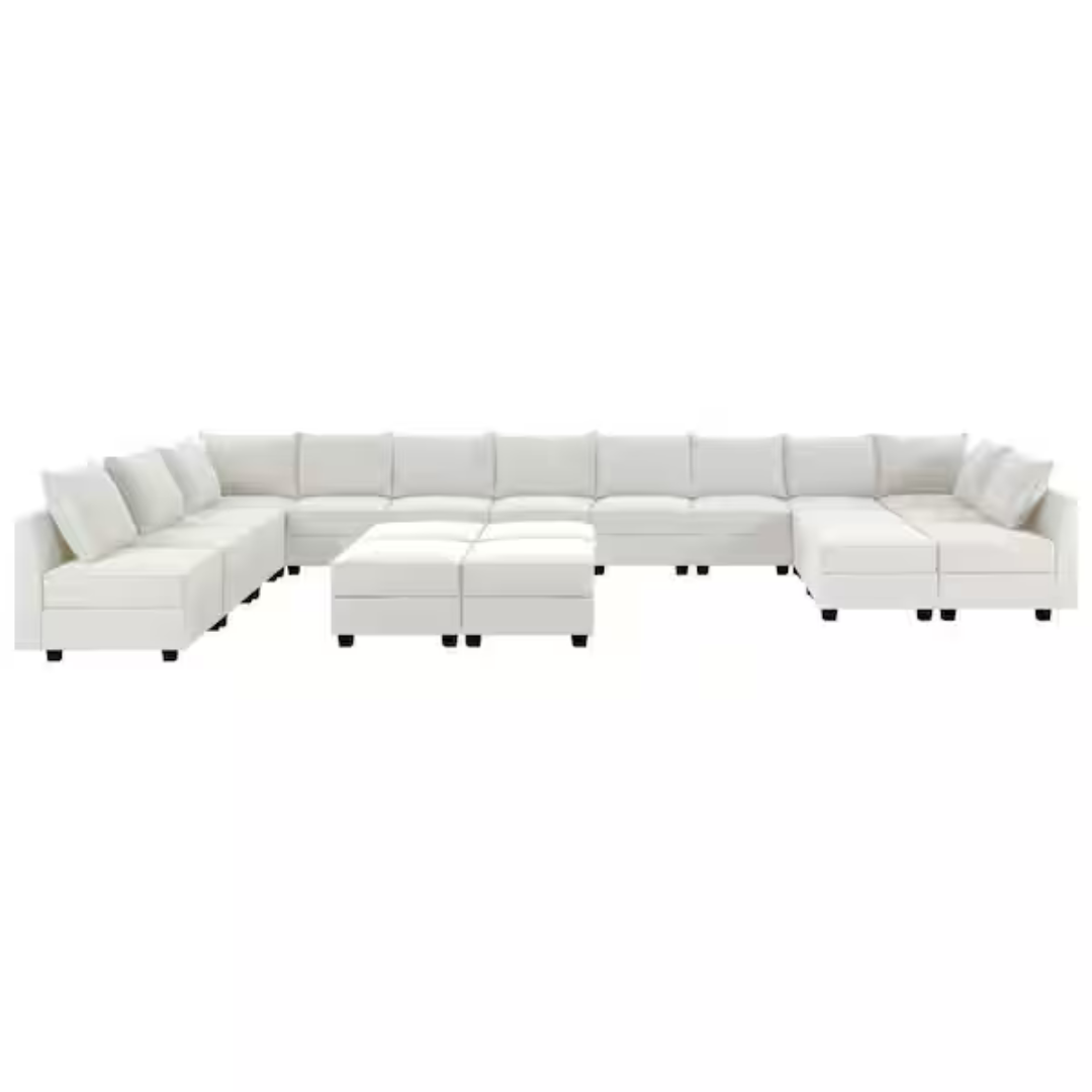 215.96" Armless 13-piece Linen U-Shaped Sectional Sofa