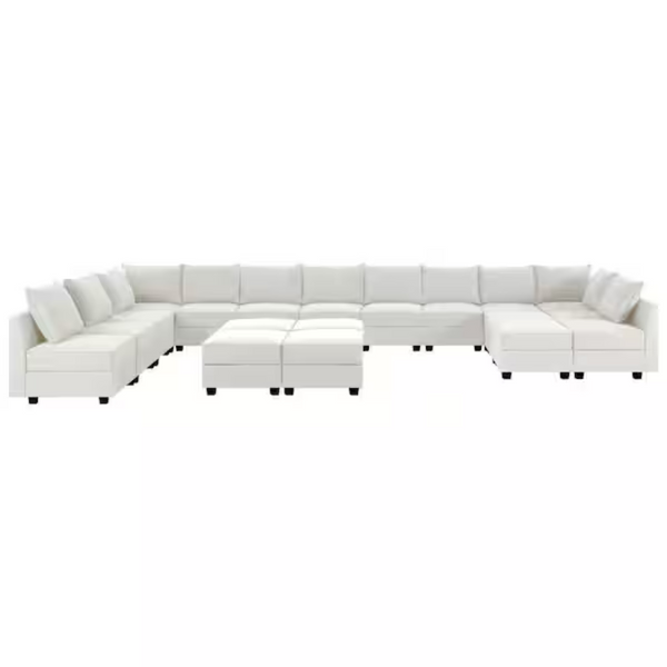 215.96" Armless 13-piece Linen U-Shaped Sectional Sofa