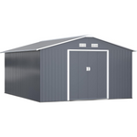 Outsunny 11' x 13' Outdoor Garden Tool Metal Shed with Foundation Kit