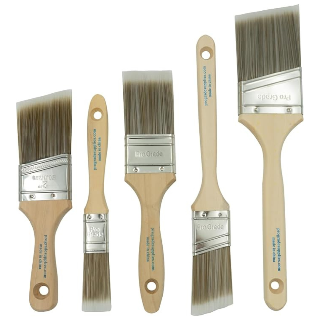5-Pack Pro-Grade Flat & Angle Paint Brush Set