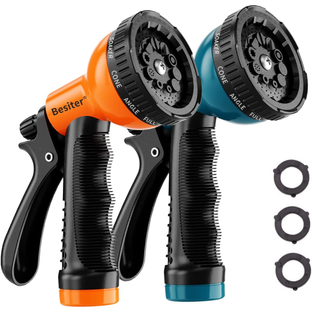 2-Pack Besiter 10 Watering Patterns Garden Hose Nozzle Sprayer