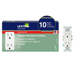 10-Pack Leviton 15 Amp 125V Decora Duplex Tamper Resistant Outlets