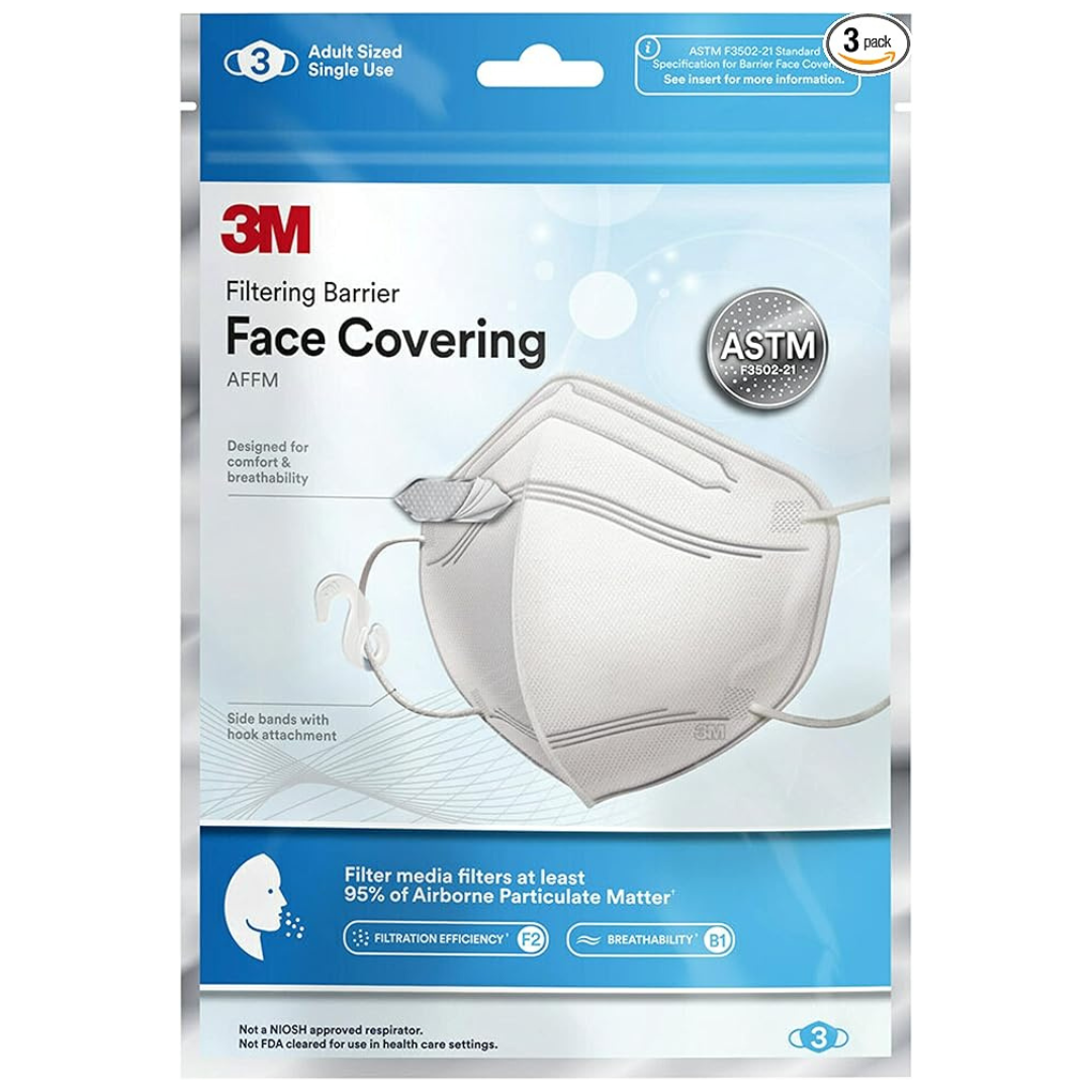 3-Pack 3M Filtering Barrier Face Covering (AFFM-3)