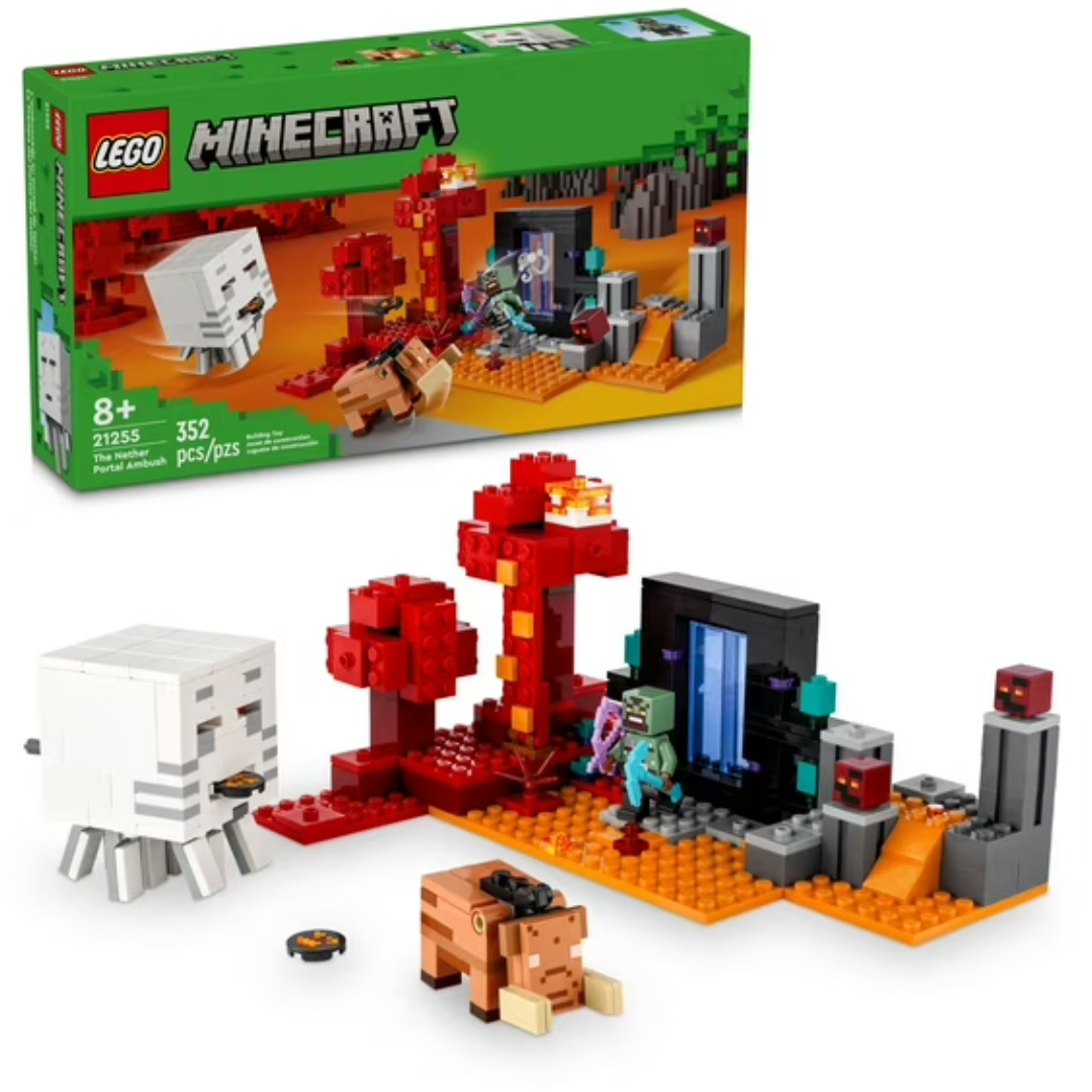 352-Piece LEGO Minecraft The Nether Portal Ambush Building Toy Set (21255)