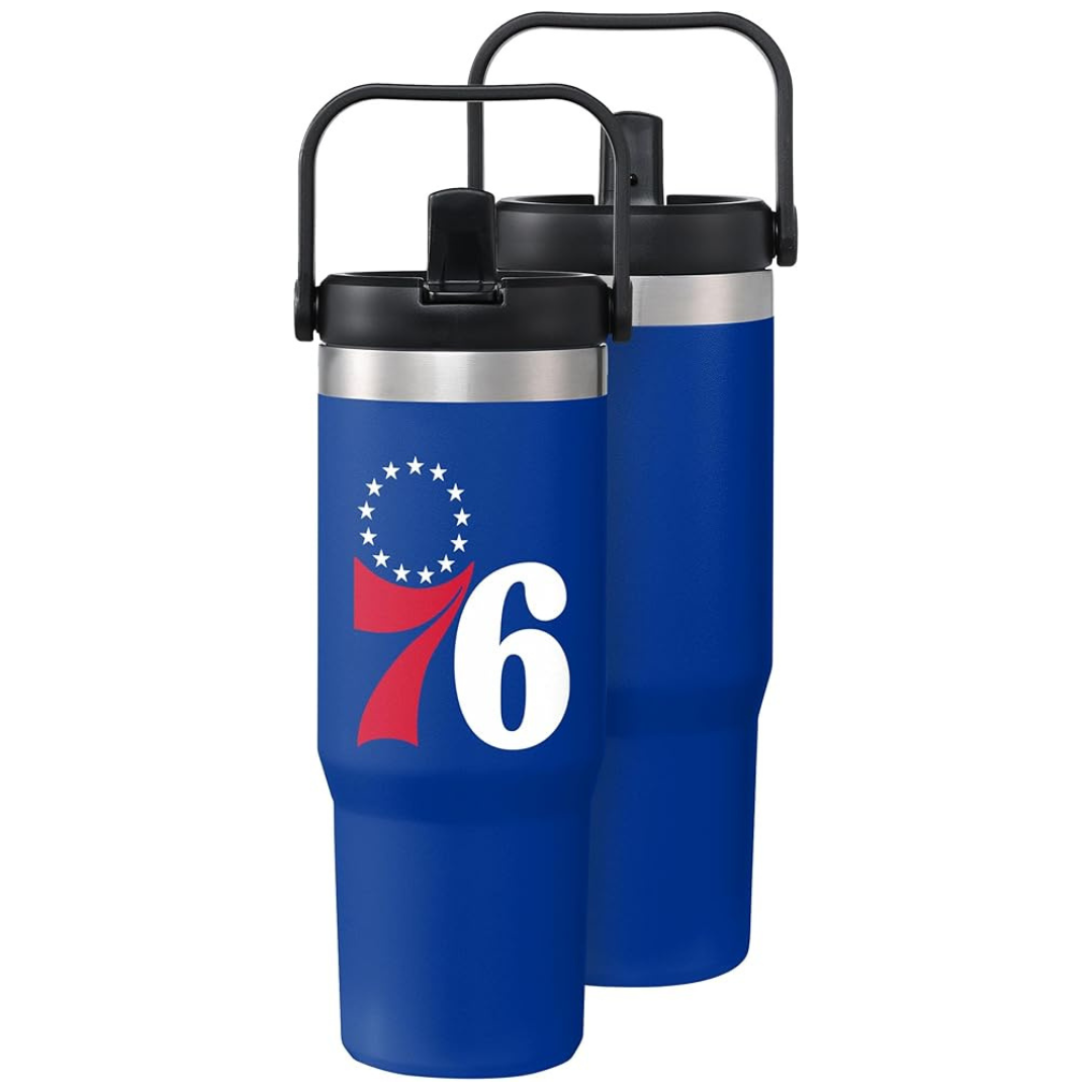 30-Oz Foco Philadelphia 76ers NBA Solid Tumbler with Straw