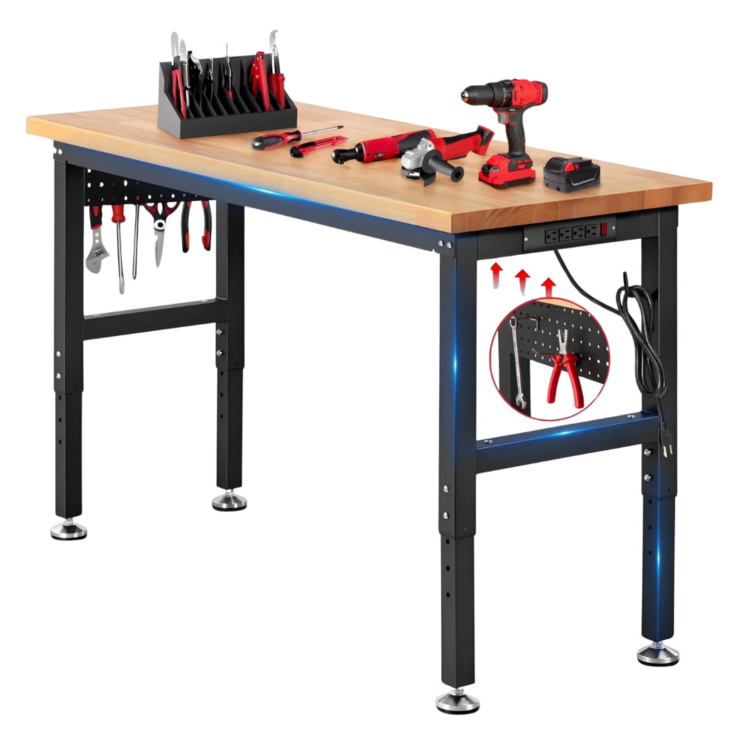 Heavy Duty 60" x 22" Adjustable Height Workbench
