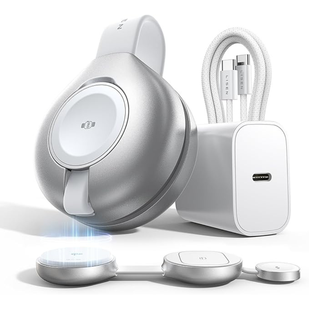 LISEN 3-in-1 Qi2 MagSafe Wireless Travel Charger with 60W USB-C Cable