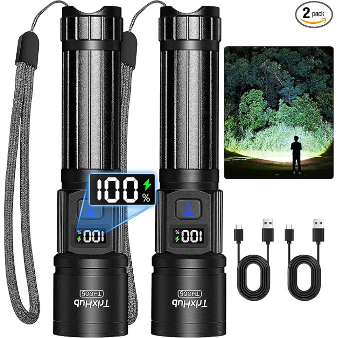 2-Pack Rechargeable Super Bright High Lumens Flash Light