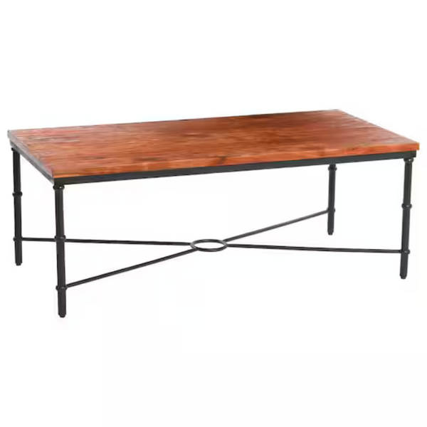 Creative Co-Op Saratoga Rustic Solid Wood & Metal Coffee Table