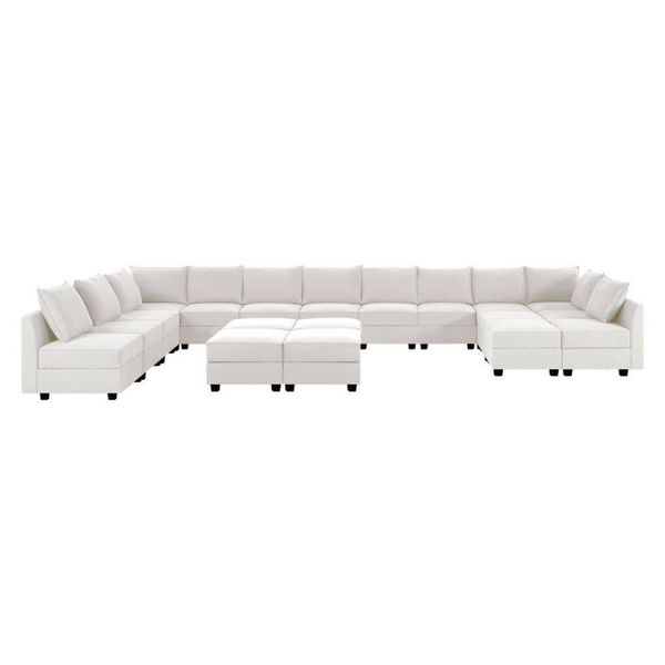 215.96" Armless 13-piece Linen U-Shaped Sectional Sofa