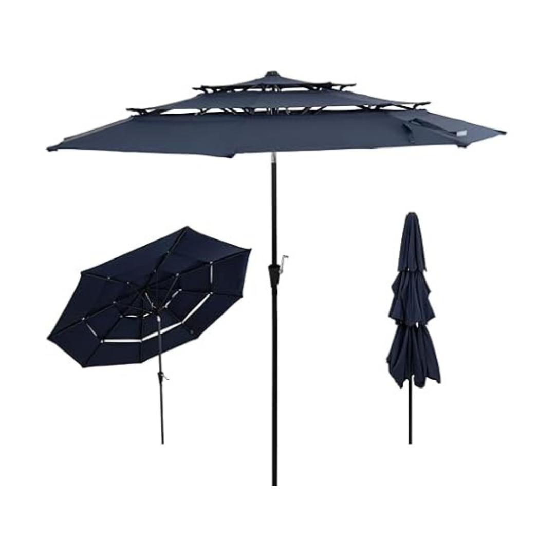 Sunnydaze 10ft Wind-Resistant 3-Tier Vented Patio Umbrella